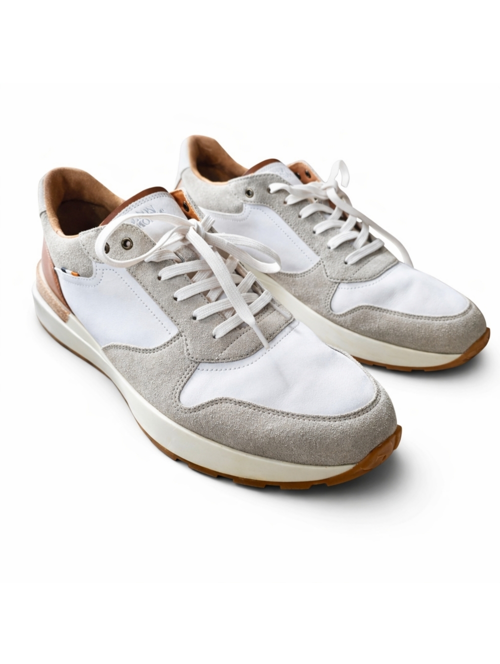 Allen Edmonds Lionel Sneakers Mens 13D White Leather Suede Luxury